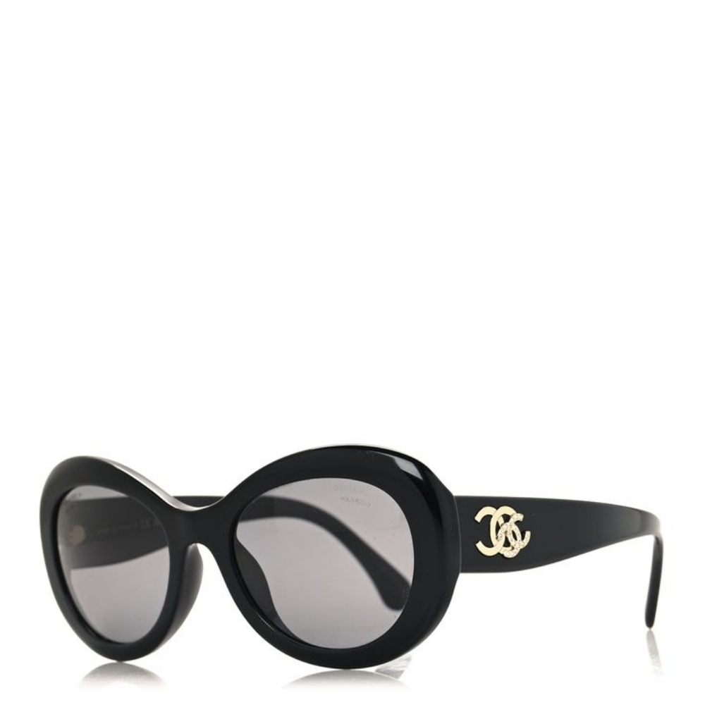 Brand New! Chanel CC Black 5469-B CC Oval Sunglasses SUNNIES POLARIZED - Picture 3 of 16